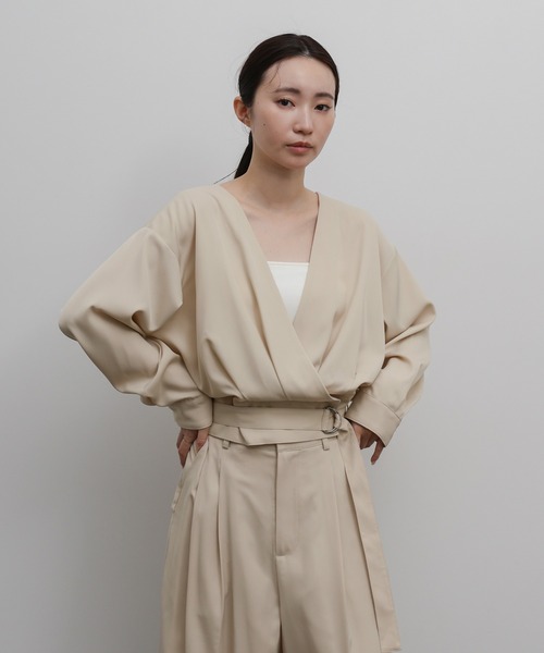 select MOCA Et(セレクトモカエト)の「【Et】Belted Wrap Blouse(シャツ/ブラウス・レディース・ブラック/ベージュ・FREE)」の16枚目の写真