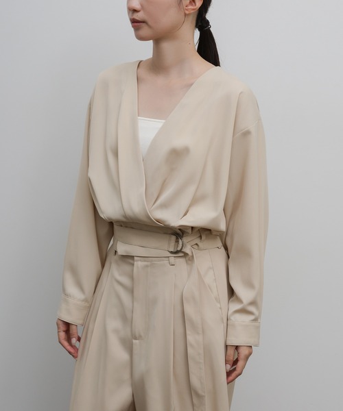 select MOCA Et(セレクトモカエト)の「【Et】Belted Wrap Blouse(シャツ/ブラウス・レディース・ブラック/ベージュ・FREE)」の17枚目の写真