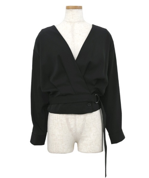 select MOCA Et(セレクトモカエト)の「【Et】Belted Wrap Blouse(シャツ/ブラウス・レディース・ブラック/ベージュ・FREE)」の22枚目の写真