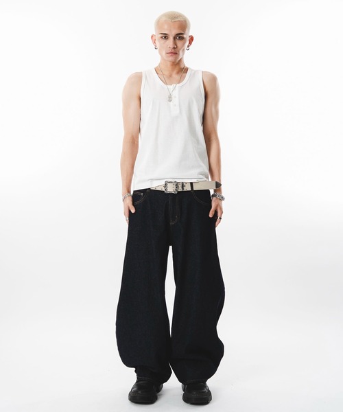 SHORT ROUND(ショートラウンド)の「SHORT ROUND/ヘンリーネックタンクトップ(タンクトップ・メンズ・ホワイト/ブラック・MEDIUM/LARGE)」の18枚目の写真