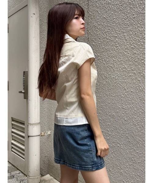 MURUA(ムルーア)の「レイヤードキャップスリーブシャツ 夏服(シャツ/ブラウス・レディース・ブルー/イエロー・FREE)」の21枚目の写真