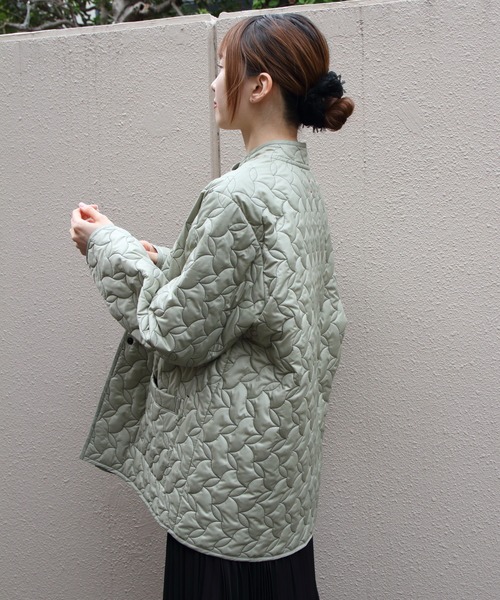 MEYAME(メヤメ)の「MEYAME/メヤメ リバーシブルキルトジャケット REVERSIBLE QUILTED JACKET MEY-2509(その他アウター・レディース・パープル/オリーブ・FREE)」の6枚目の写真