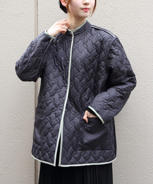 MEYAME(メヤメ)の「MEYAME/メヤメ リバーシブルキルトジャケット REVERSIBLE QUILTED JACKET MEY-2509(その他アウター・レディース・パープル/オリーブ・FREE)」の14枚目の写真