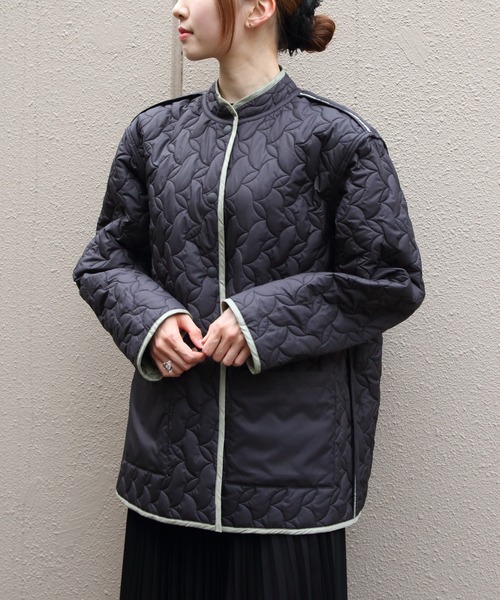 MEYAME(メヤメ)の「MEYAME/メヤメ リバーシブルキルトジャケット REVERSIBLE QUILTED JACKET MEY-2509(その他アウター・レディース・パープル/オリーブ・FREE)」の16枚目の写真