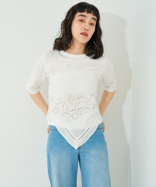 collex（コレックス）の「カットワーク刺繍トライアングルスカーフ（ストール/ショール・レディース・ホワイト/ブラック・フリー）」の3枚目の写真