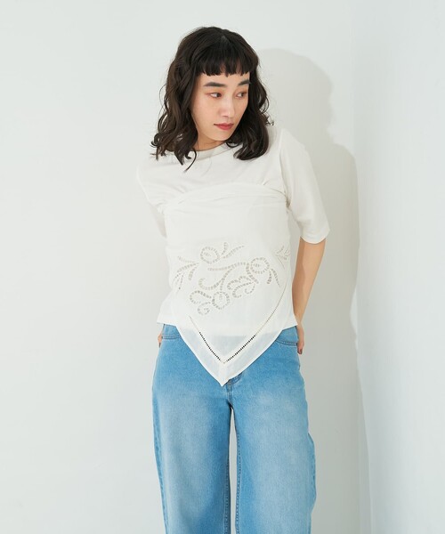 collex（コレックス）の「カットワーク刺繍トライアングルスカーフ（ストール/ショール・レディース・ホワイト/ブラック・フリー）」の8枚目の写真