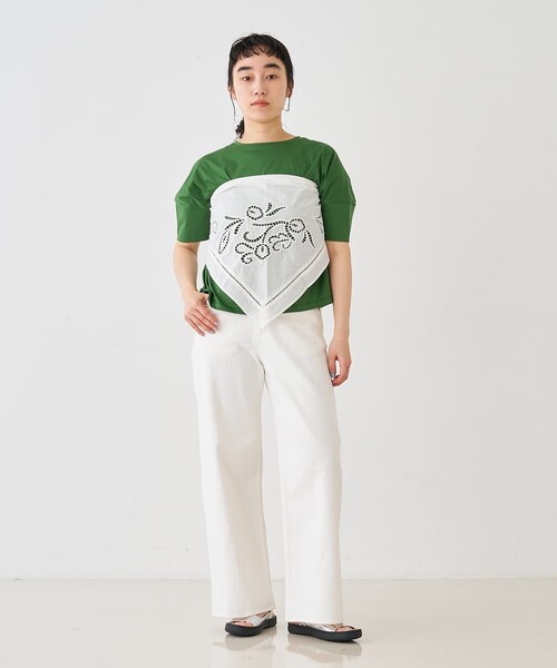 collex（コレックス）の「カットワーク刺繍トライアングルスカーフ（ストール/ショール・レディース・ホワイト/ブラック・フリー）」の12枚目の写真