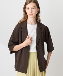 LE SOUK HOLIDAY（ルスークホリデー）の「ハーフスリーブストレッチシャツジャケット【接触冷感・UVカット・シワになりくい】（テーラードジャケット）」