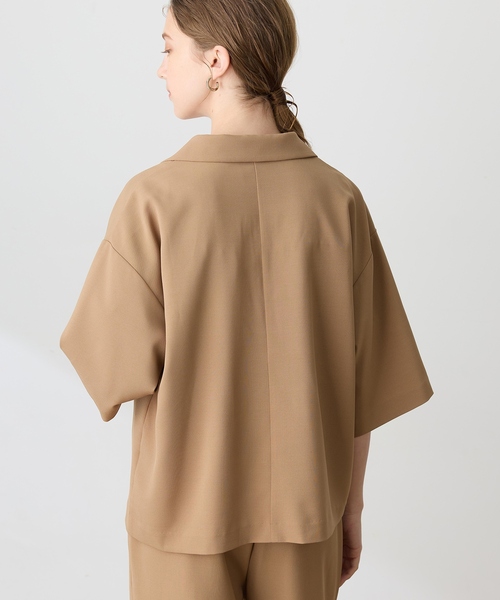 LE SOUK HOLIDAY(ルスークホリデー)の「ハーフスリーブストレッチシャツジャケット【接触冷感・UVカット・シワになりくい】(テーラードジャケット・レディース・ブラック/ベージュ/ダークブラウン・M/L)」の8枚目の写真