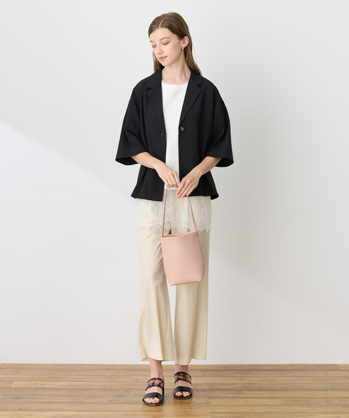 LE SOUK HOLIDAY(ルスークホリデー)の「ハーフスリーブストレッチシャツジャケット【接触冷感・UVカット・シワになりくい】(テーラードジャケット・レディース・ブラック/ベージュ/ダークブラウン・M/L)」の13枚目の写真