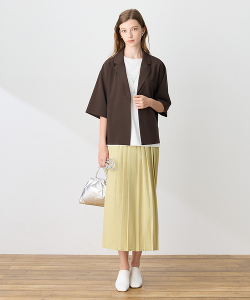 LE SOUK HOLIDAY(ルスークホリデー)の「ハーフスリーブストレッチシャツジャケット【接触冷感・UVカット・シワになりくい】(テーラードジャケット・レディース・ブラック/ベージュ/ダークブラウン・M/L)」の16枚目の写真