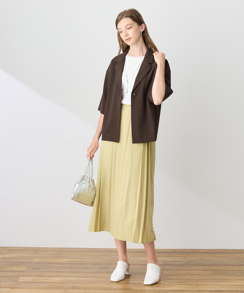 LE SOUK HOLIDAY(ルスークホリデー)の「ハーフスリーブストレッチシャツジャケット【接触冷感・UVカット・シワになりくい】(テーラードジャケット・レディース・ブラック/ベージュ/ダークブラウン・M/L)」の19枚目の写真