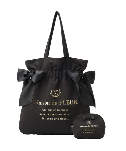 Maison de FLEUR(メゾンドフルール)の「ダブルリボンギャザートート・ポーチ(トートバッグ・レディース・ブラック/ラベンダー/ライトピンク/ミント・FREE)」の15枚目の写真