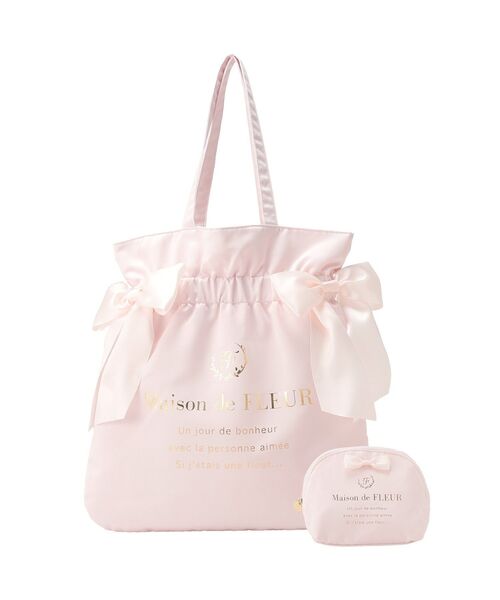 Maison de FLEUR(メゾンドフルール)の「ダブルリボンギャザートート・ポーチ(トートバッグ・レディース・ブラック/ラベンダー/ライトピンク/ミント・FREE)」の14枚目の写真