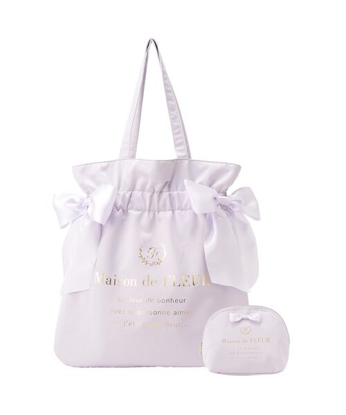 Maison de FLEUR(メゾンドフルール)の「ダブルリボンギャザートート・ポーチ(トートバッグ・レディース・ブラック/ラベンダー/ライトピンク/ミント・FREE)」の12枚目の写真