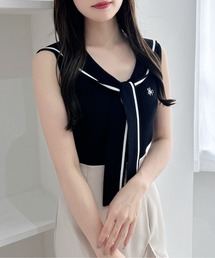 【WEB限定】セーラーカラーノースリニット