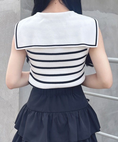 INGNI(イング)の「【WEB限定】セーラーカラーノースリニット(ニット/セーター・レディース・ネイビー系/ホワイト×ネイビー/ブラック×ホワイト/ホワイト系その他4・M)」の19枚目の写真