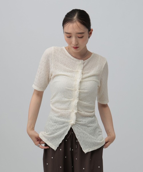 LEPSIM(レプシィム)の「タックフリルカーデプルオーバー 898357(Tシャツ/カットソー・レディース・オフホワイト/イエロー系その他/ブラック・FREE)」の21枚目の写真