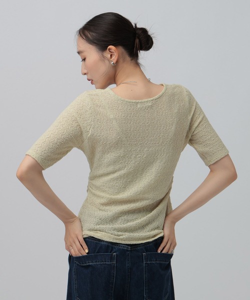 LEPSIM(レプシィム)の「タックフリルカーデプルオーバー 898357(Tシャツ/カットソー・レディース・オフホワイト/イエロー系その他/ブラック・FREE)」の9枚目の写真