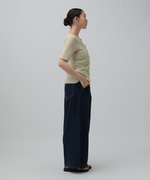 LEPSIM(レプシィム)の「タックフリルカーデプルオーバー 898357(Tシャツ/カットソー・レディース・オフホワイト/イエロー系その他/ブラック・FREE)」の11枚目の写真