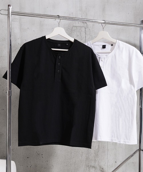 N.W.T(エヌダブルティー)の「【N.W.T】8.5oz クロップド ヘンリーネックTシャツ / ヘビーウェイト 綿100% ユニセックス(Tシャツ/カットソー・メンズ・ホワイト/ブラック・M/S/XL/L)」の3枚目の写真