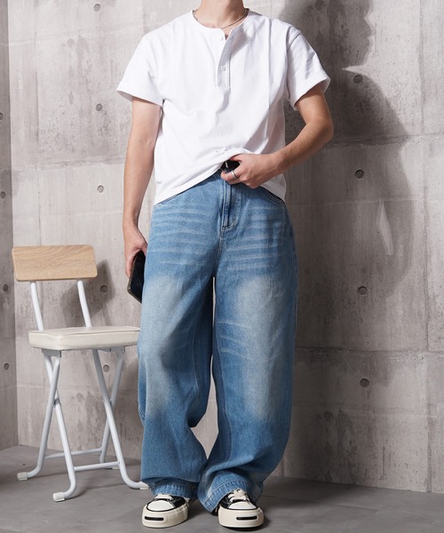 N.W.T(エヌダブルティー)の「【N.W.T】8.5oz クロップド ヘンリーネックTシャツ / ヘビーウェイト 綿100% ユニセックス(Tシャツ/カットソー・メンズ・ホワイト/ブラック・M/S/XL/L)」の7枚目の写真
