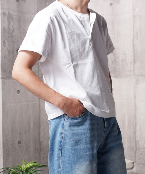 N.W.T(エヌダブルティー)の「【N.W.T】8.5oz クロップド ヘンリーネックTシャツ / ヘビーウェイト 綿100% ユニセックス(Tシャツ/カットソー・メンズ・ホワイト/ブラック・M/S/XL/L)」の11枚目の写真