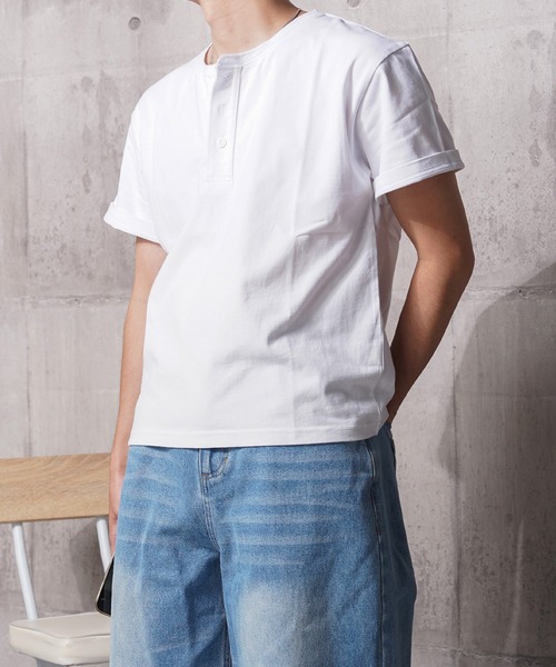 N.W.T(エヌダブルティー)の「【N.W.T】8.5oz クロップド ヘンリーネックTシャツ / ヘビーウェイト 綿100% ユニセックス(Tシャツ/カットソー・メンズ・ホワイト/ブラック・M/S/XL/L)」の13枚目の写真
