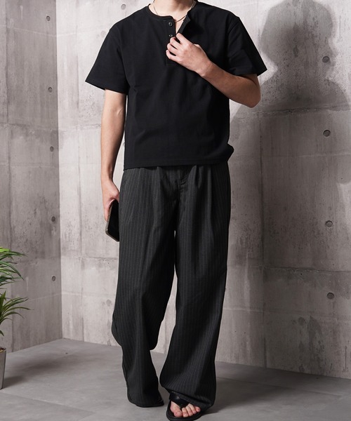 N.W.T(エヌダブルティー)の「【N.W.T】8.5oz クロップド ヘンリーネックTシャツ / ヘビーウェイト 綿100% ユニセックス(Tシャツ/カットソー・メンズ・ホワイト/ブラック・M/S/XL/L)」の18枚目の写真