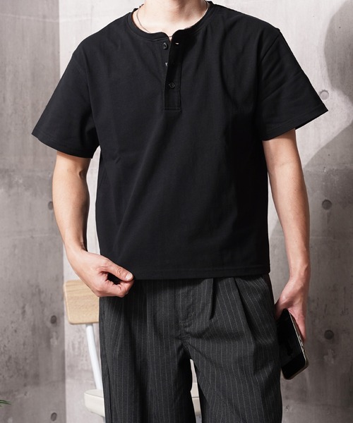 N.W.T(エヌダブルティー)の「【N.W.T】8.5oz クロップド ヘンリーネックTシャツ / ヘビーウェイト 綿100% ユニセックス(Tシャツ/カットソー・メンズ・ホワイト/ブラック・M/S/XL/L)」の17枚目の写真