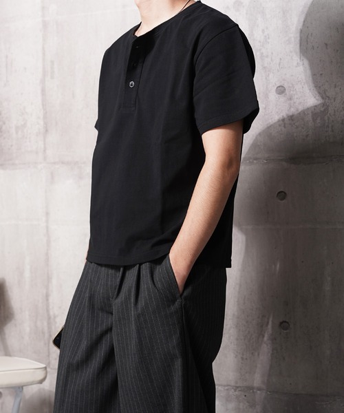 N.W.T(エヌダブルティー)の「【N.W.T】8.5oz クロップド ヘンリーネックTシャツ / ヘビーウェイト 綿100% ユニセックス(Tシャツ/カットソー・メンズ・ホワイト/ブラック・M/S/XL/L)」の22枚目の写真