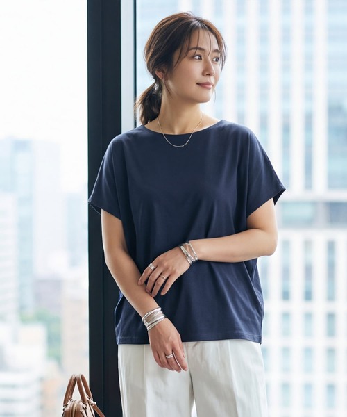 STYLE DELI(スタイルデリ)の「【DELI by】ゆる美シルエットドルマントップス(Tシャツ/カットソー・レディース・ブラック/ホワイト/ネイビー/ブラウン・M)」の7枚目の写真