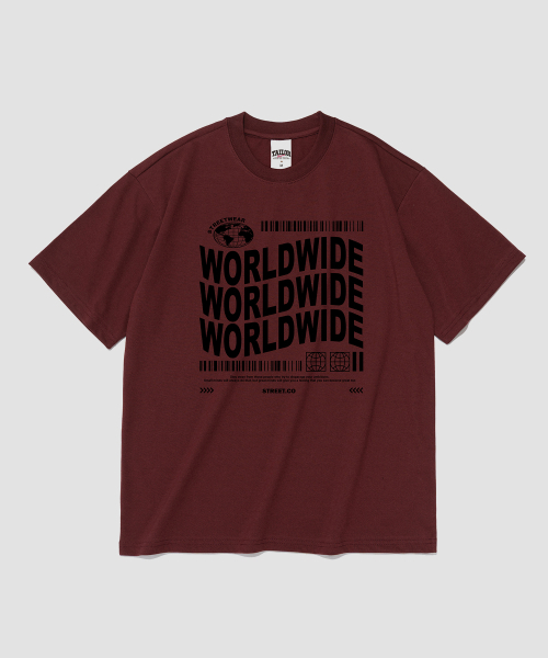 TAILOR STUDIO(テーラースタジオ)の「ワールドワイド 半袖Tシャツ (ワイン)(Tシャツ/カットソー・レディース・その他・2XL/X-LARGE/LARGE/MEDIUM/SMALL)」の1枚目の写真