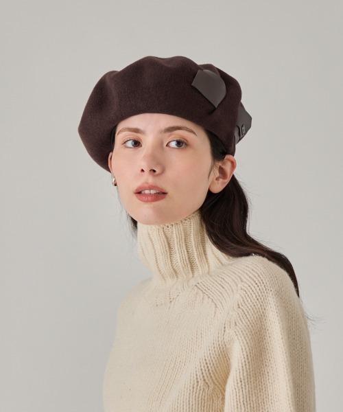 arth(アース)の「arth Put in Ribbon Beret / アース(ハンチング/ベレー帽・レディース・ブラウン/ライトグレー/ブラック・M/57.5cm)」の3枚目の写真