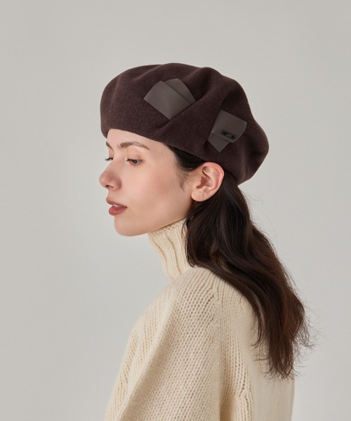 arth(アース)の「arth Put in Ribbon Beret / アース(ハンチング/ベレー帽・レディース・ブラウン/ライトグレー/ブラック・M/57.5cm)」の22枚目の写真