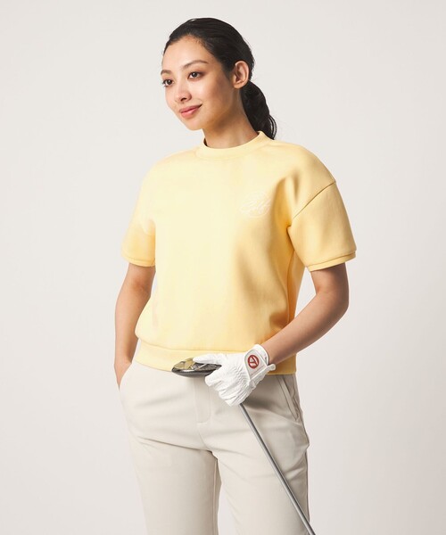 UNITED ARROWS GOLF(ユナイテッドアローズゴルフ)の「ウィメンズ ショートスリーブ モックネック スウェット(Tシャツ/カットソー・レディース・イエロー/ライム/オフホワイト・S/L/M)」の1枚目の写真