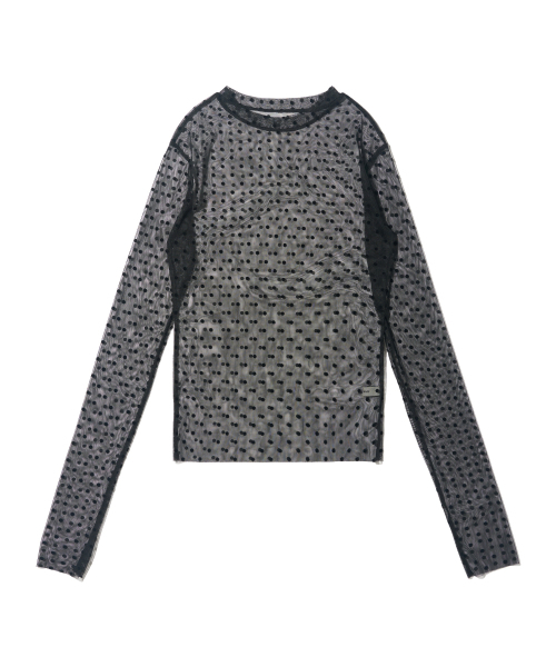 CARGOBROS FOR WOMAN（カーゴブロスフォーウィメン）の「ドットシースルーロングスリーブレイヤードカジュアル半袖Tシャツセット（ブラック/ネイビー）（Tシャツ/カットソー・レディース・その他・FREE）」の4枚目の写真