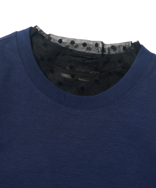 CARGOBROS FOR WOMAN（カーゴブロスフォーウィメン）の「ドットシースルーロングスリーブレイヤードカジュアル半袖Tシャツセット（ブラック/ネイビー）（Tシャツ/カットソー・レディース・その他・FREE）」の5枚目の写真