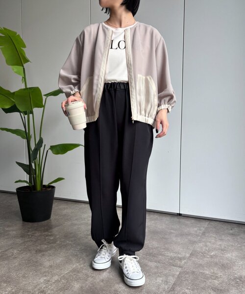 Jena espace merveilleux(ジェナ エスパスメルヴェイユ)の「異素材メッシュブルゾン(ベスト・レディース・オフホワイト/ブラック/ベージュ・FREE)」の3枚目の写真