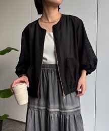 異素材メッシュブルゾン