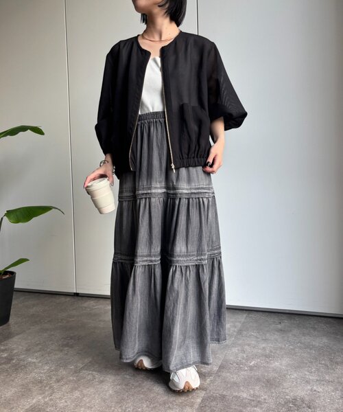 Jena espace merveilleux(ジェナ エスパスメルヴェイユ)の「異素材メッシュブルゾン(ベスト・レディース・オフホワイト/ブラック/ベージュ・FREE)」の10枚目の写真