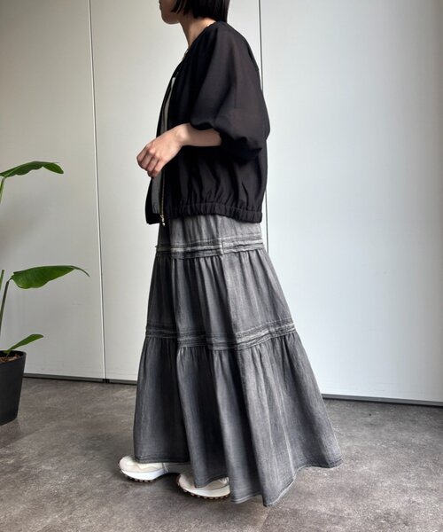 Jena espace merveilleux(ジェナ エスパスメルヴェイユ)の「異素材メッシュブルゾン(ベスト・レディース・オフホワイト/ブラック/ベージュ・FREE)」の11枚目の写真