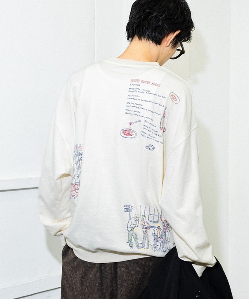 niko and...（ニコアンド）の「イラスト刺繍裏毛プルオーバー（スウェット・メンズ・チャコール/オフホワイト/グリーン/マスタード・MEDIUM/LARGE）」の10枚目の写真
