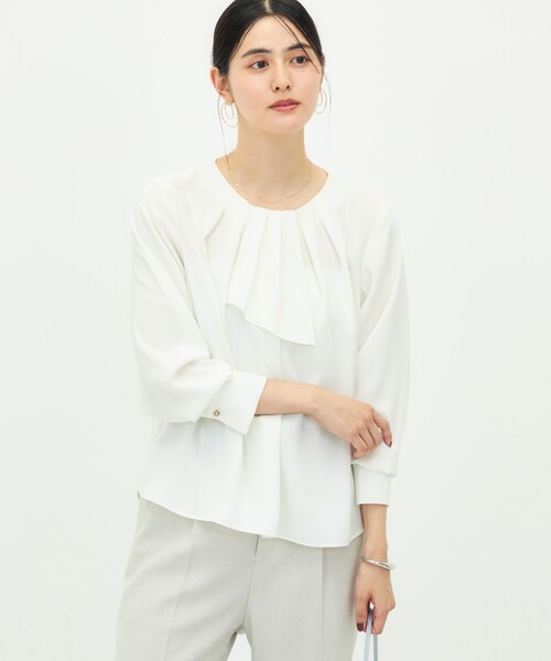 NOLLEY’S（ノーリーズ）の「ウォッシャブル3WAYボウタイ風ブラウス（シャツ/ブラウス・レディース・サックスブルー/オフホワイト/ブラック系その他・36/38）」の2枚目の写真