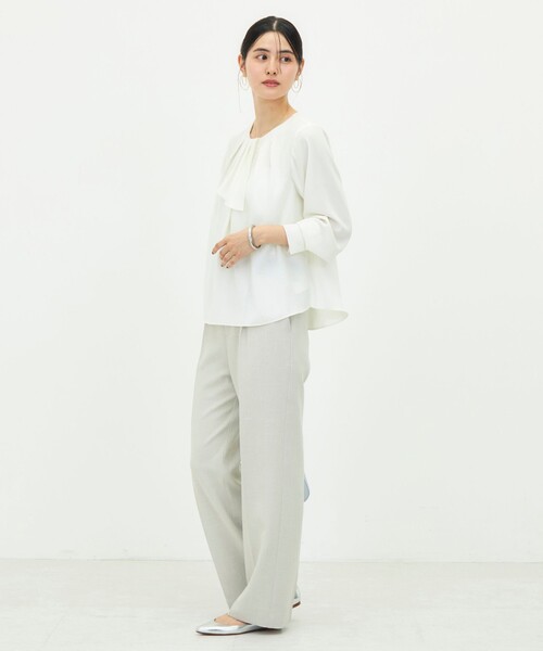 NOLLEY’S（ノーリーズ）の「ウォッシャブル3WAYボウタイ風ブラウス（シャツ/ブラウス・レディース・サックスブルー/オフホワイト/ブラック系その他・36/38）」の21枚目の写真