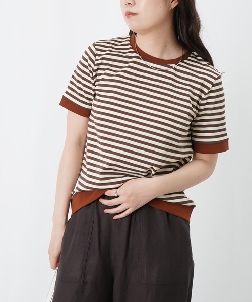 LUCA/LADY LUCK LUCA(ルカ/レディラックルカ)の「LC/LLL 配色ボーダーT(Tシャツ/カットソー・レディース・オレンジ/ブラック/ブラウン・FREE)」の3枚目の写真