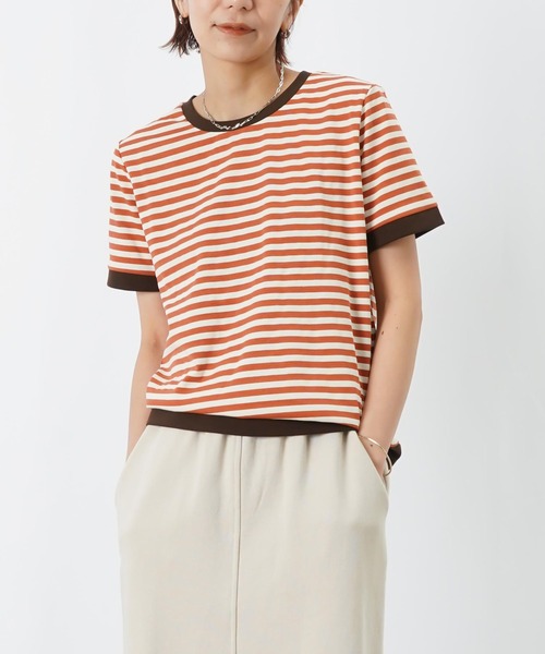 LUCA/LADY LUCK LUCA(ルカ/レディラックルカ)の「LC/LLL 配色ボーダーT(Tシャツ/カットソー・レディース・オレンジ/ブラック/ブラウン・FREE)」の4枚目の写真