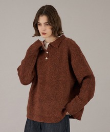 26AW SILVER BUTTON SHAGGY KNIT POLO / 26AW シルバーボタンシャギーニットポロ