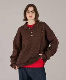 26AW SILVER BUTTON SHAGGY KNIT POLO / 26AW シルバーボタンシャギーニットポロ