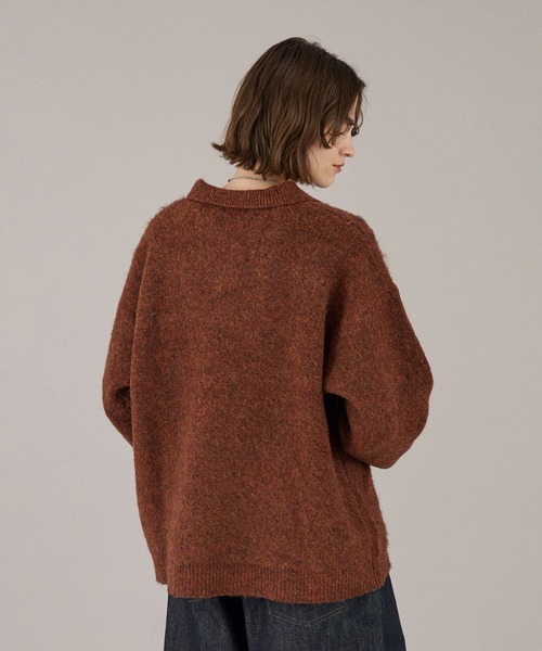 ONCILY(オンシェリー)の「26AW SILVER BUTTON SHAGGY KNIT POLO / 26AW シルバーボタンシャギーニットポロ(ニット/セーター・メンズ・チャコールグレー/ネイビー/ブラウン/レッド/ブルー/グリーン/アイボリー/グリーン系その他/オレンジ系その他/ブルーグリーン・SMALL/MEDIUM/LARGE)」の13枚目の写真